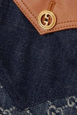 GUCCI + NET SUSTAIN Jeansshorts Aus Bio-Denim Mit Jacquard-Muster Und Lederbesätzen ,Blau -Gucci Verkäufe w920 q60 784