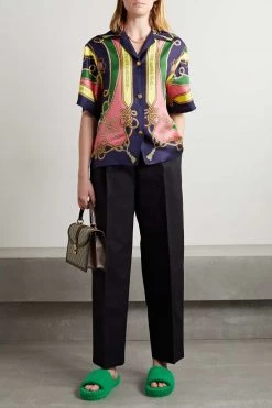 GUCCI Love Parade Hemd Aus Glänzendem Seiden-Twill Mit Print ,Blau -Gucci Verkäufe w920 q60 79