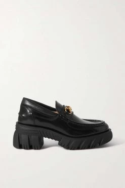 GUCCI Romance Loafers Aus Leder Mit Horsebit-Detail Und Plateau ,Schwarz