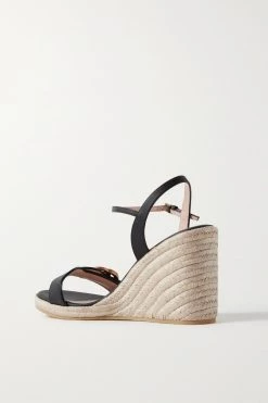 GUCCI Aitana Espadrille-Wedges Aus Leder Mit Logo ,Schwarz -Gucci Verkäufe w920 q60 847