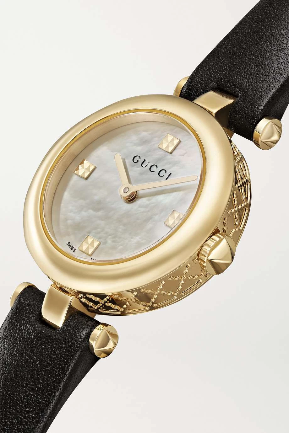 GUCCI Diamantissimas 27 Mm Uhr Mit Goldfarbener PVD-Beschichtung, Perlmutt Und Lederarmband 3 GUCCI Diamantissimas 27 Mm Uhr Mit Goldfarbener PVD-Beschichtung, Perlmutt Und Lederarmband – Bild 3