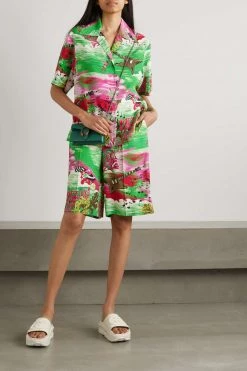 GUCCI Love Parade Hemd Aus Bedrucktem Twill ,Grün -Gucci Verkäufe w920 q60 9