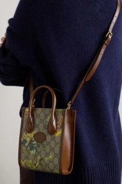 GUCCI Mini Tote Aus Beschichtetem Canvas Mit Print Und Lederbesätzen ,Braun -Gucci Verkäufe w920 q60 957