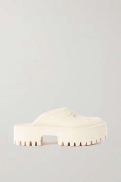 GUCCI Elea Mules Aus Perforiertem Gummi Mit Plateau ,Creme