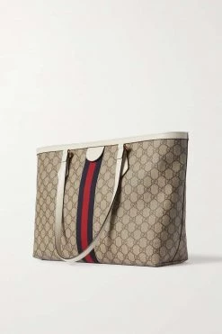 GUCCI Ophidia Mittelgroße Tote Aus Beschichtetem Canvas Mit Print Und Besatz Aus Strukturiertem Leder ,Weiß -Gucci Verkäufe w920 q60 976