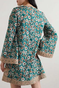 GUCCI Love Parade Minikleid Aus Voile Aus Einer Baumwollmischung Mit Blumenprint Und Spitzenbesätzen ,Mehrfarbig -Gucci Verkäufe w920 q60 98