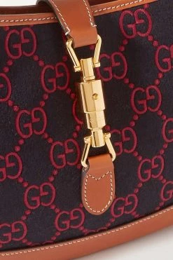 GUCCI Jackie 1961 Kleine Schultertasche Aus Woll-Jacquard Und Leder ,Blau -Gucci Verkäufe w920 q60 987