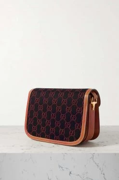 GUCCI Horsebit 1955 Schultertasche Aus Woll-Jacquard Mit Lederbesätzen ,Blau -Gucci Verkäufe w920 q60 991