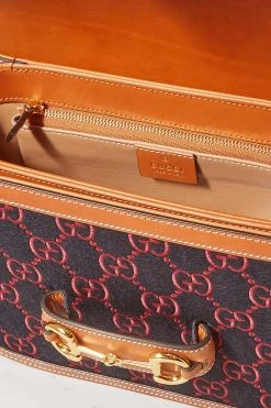 GUCCI Horsebit 1955 Schultertasche Aus Woll-Jacquard Mit Lederbesätzen ,Blau -Gucci Verkäufe w920 q60 993